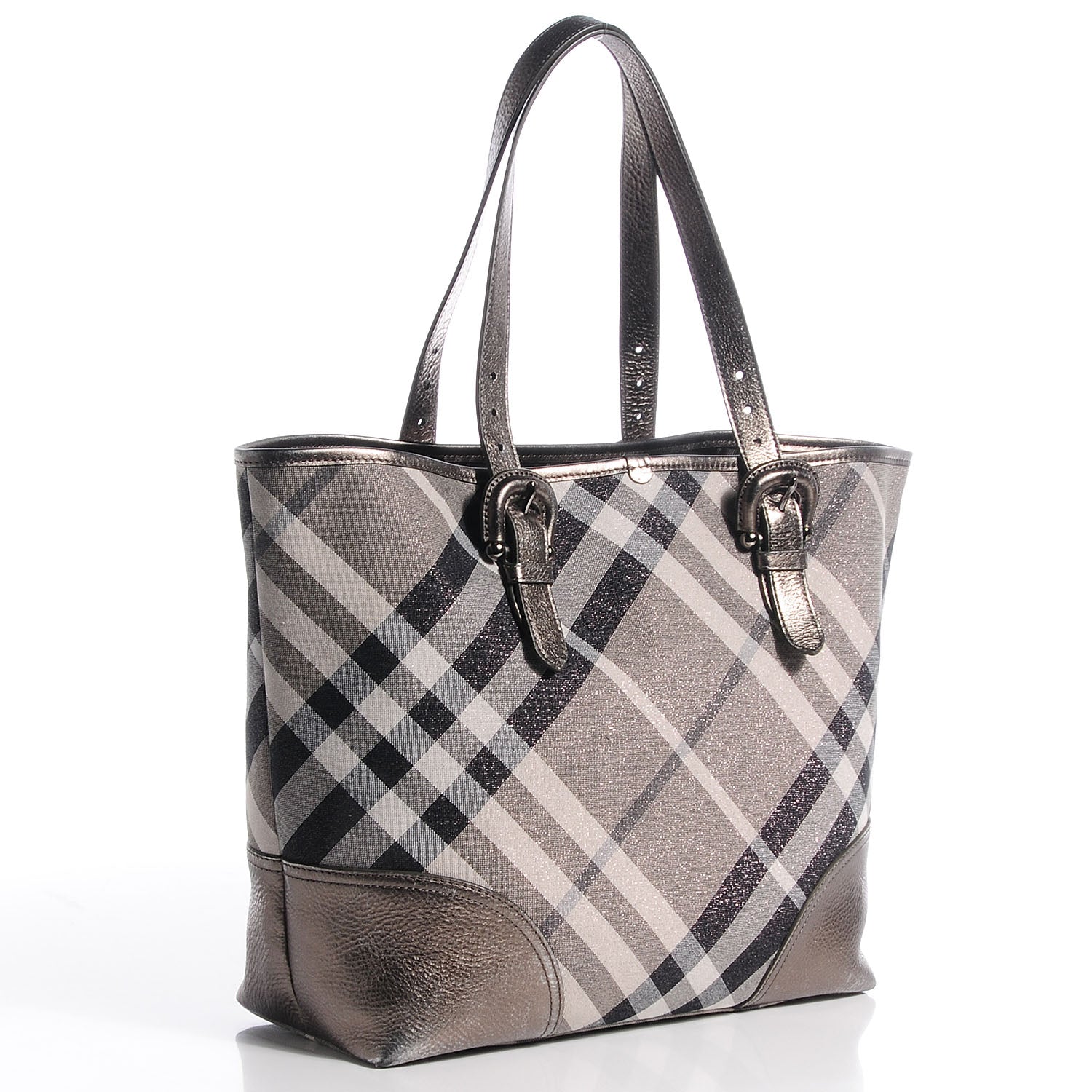 Burberry Shimmer Check Byron Tote Silver 3 of 9