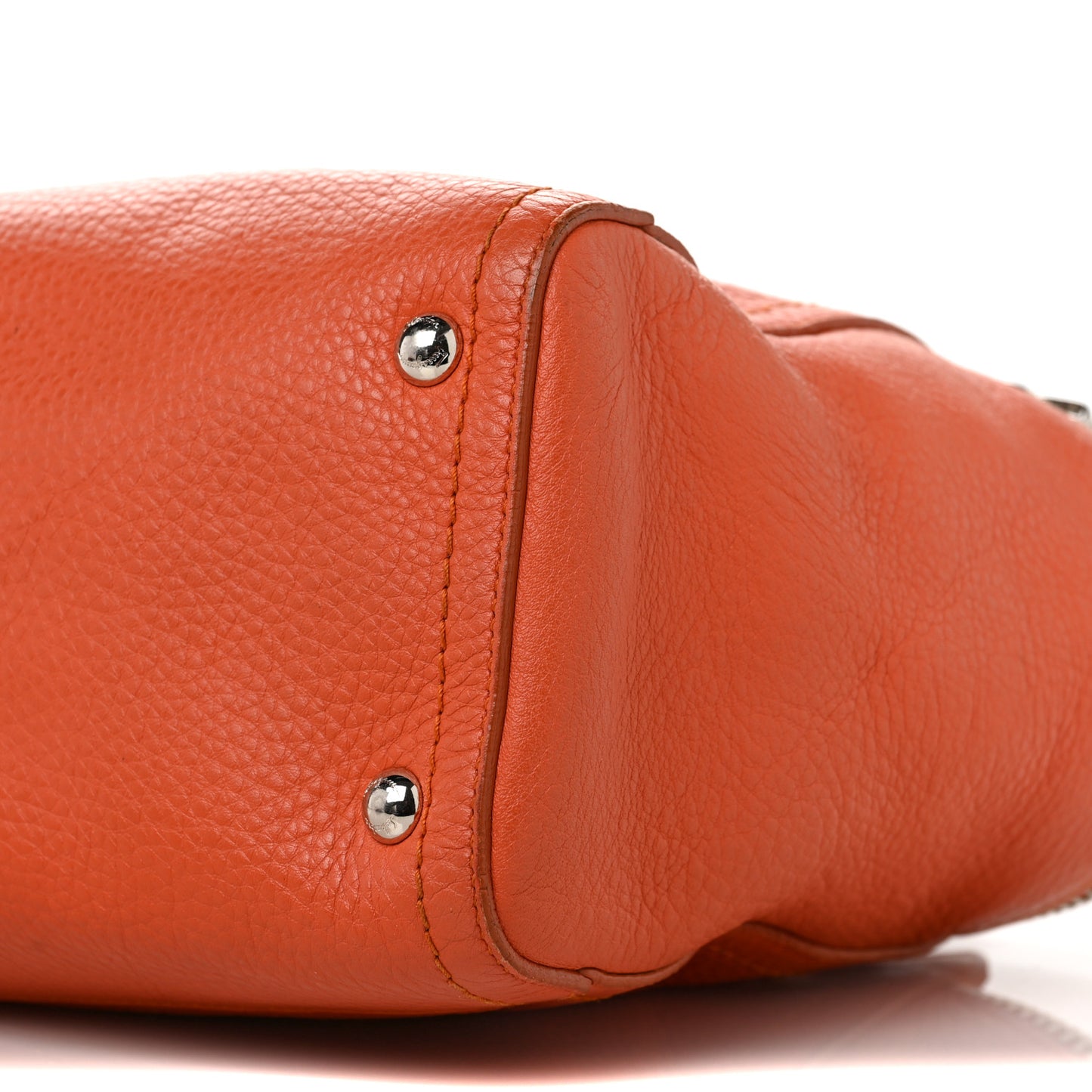 Calfskin Small Verve Double Zip Tote Orange
