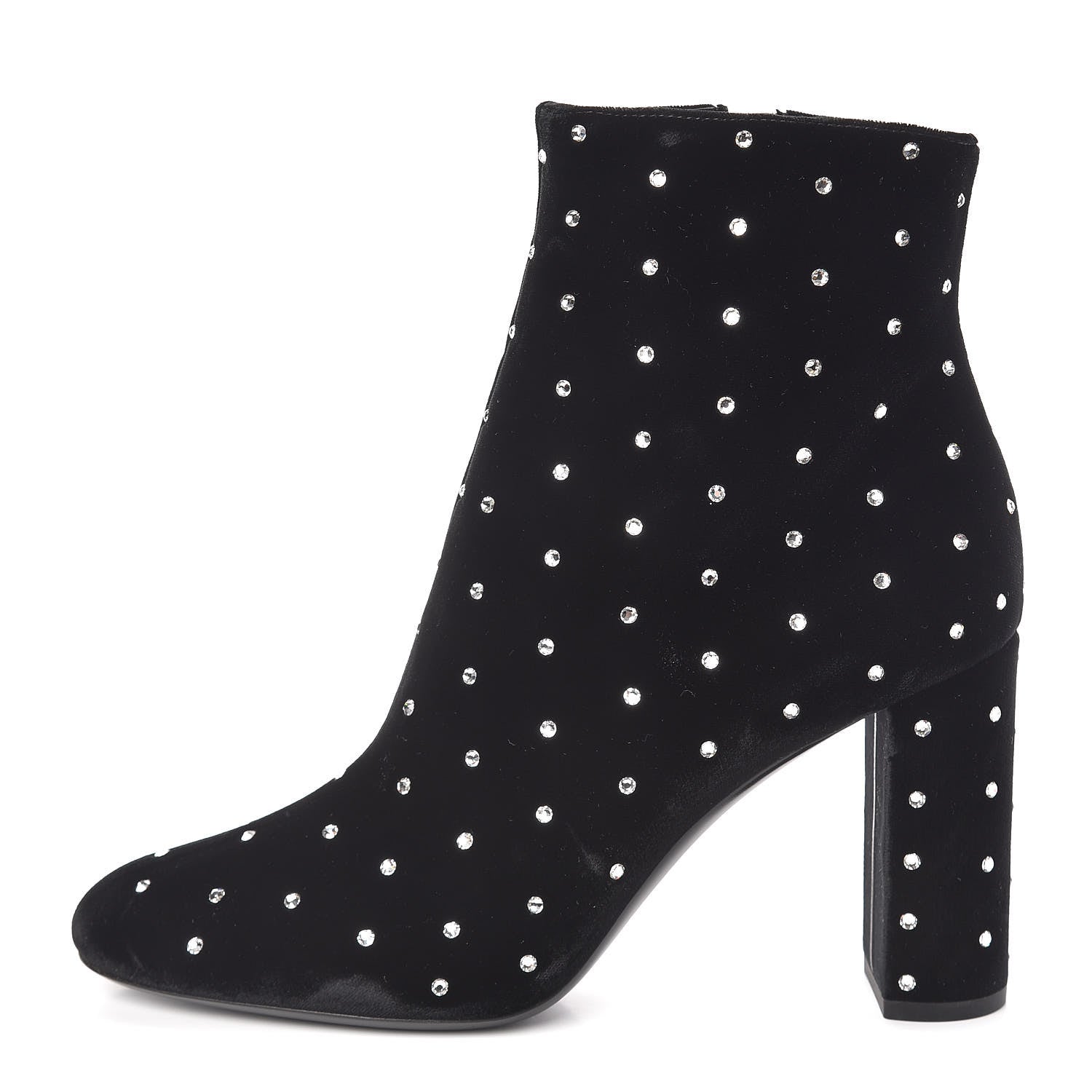 Saint Laurent Velluto Master Crystal Loulou 95 Ankle Boots 38.5 Black 1 of 8