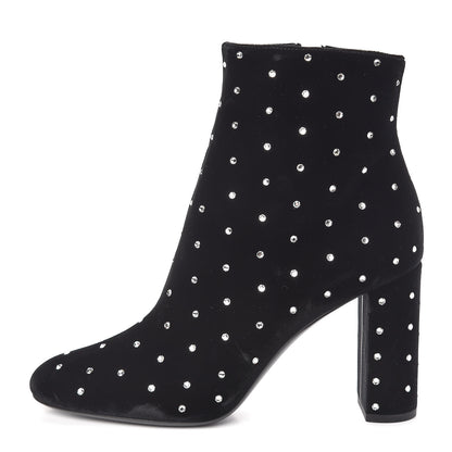 Saint Laurent Velluto Master Crystal Loulou 95 Ankle Boots 38.5 Black 1 of 8