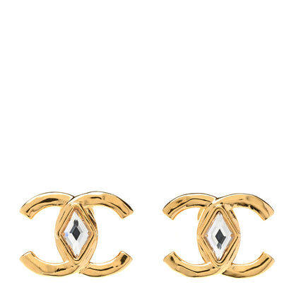 Chanel Metal Crystal CC Marquise Earrings Gold 1 of 5