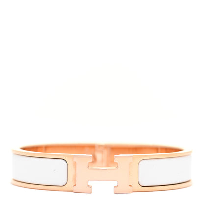 Hermes Enamel Narrow Clic Clac H Bracelet PM White 1 of 6
