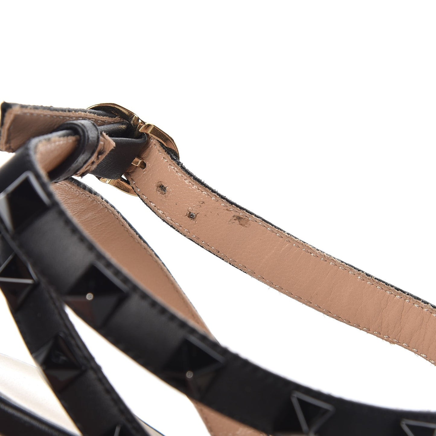 Nappa Rockstud Ankle Strap 100mm Pumps 39.5 Light Ivory Black