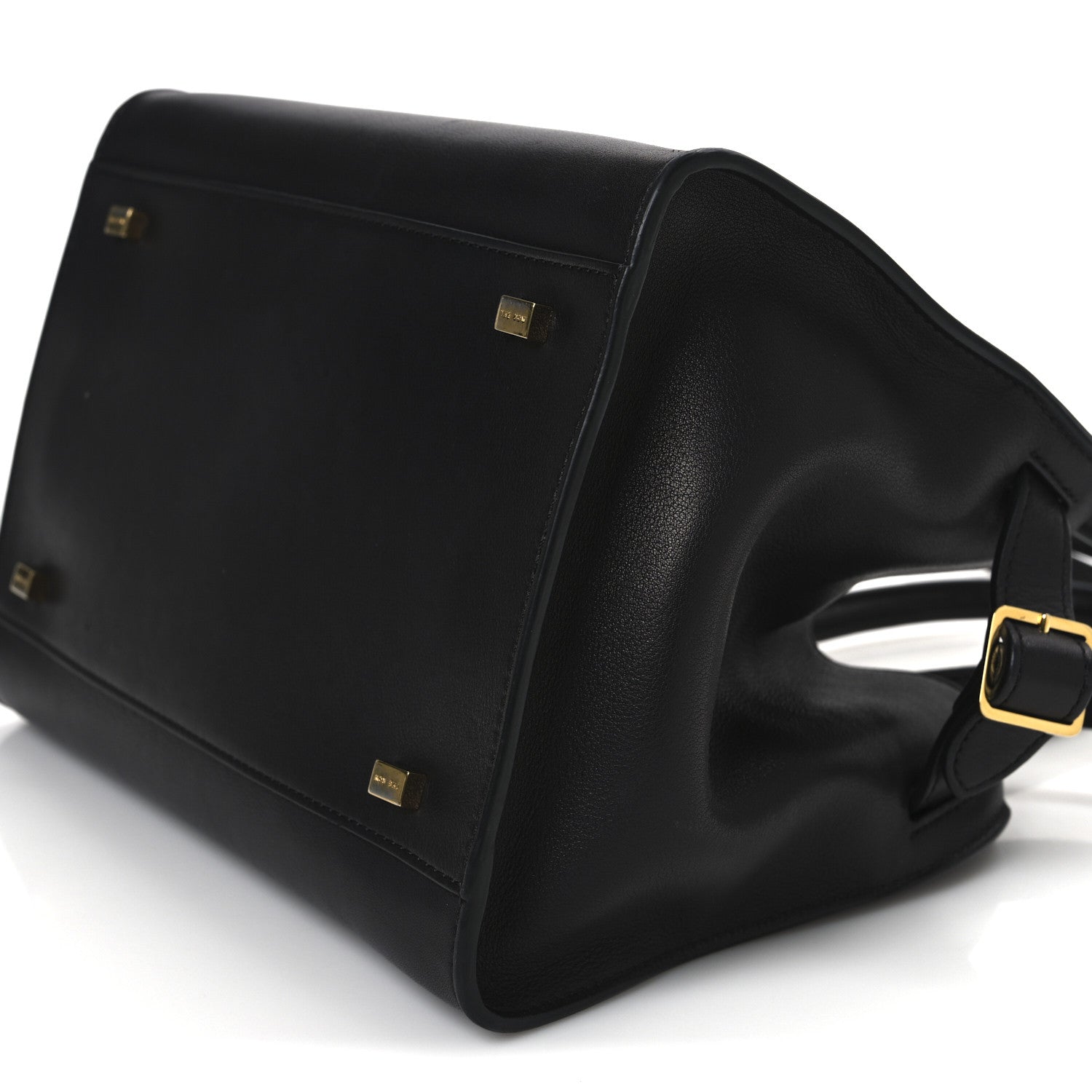 The Row Polished Saddle Calfskin Soft Margaux 10 Bag Black 9 of 13