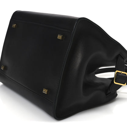 The Row Polished Saddle Calfskin Soft Margaux 10 Bag Black 9 of 13