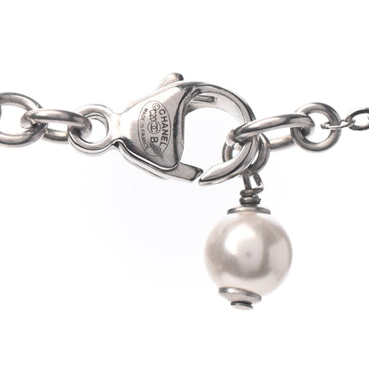 Chanel Crystal Pearl CC Bow Long Necklace Silver 4 of 4