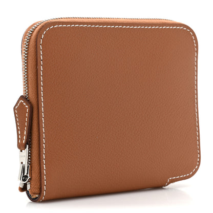 Hermes Evercolor Barenia Silk'In Compact Wallet Gold Bleu Navy Vert Fizz 3 of 12