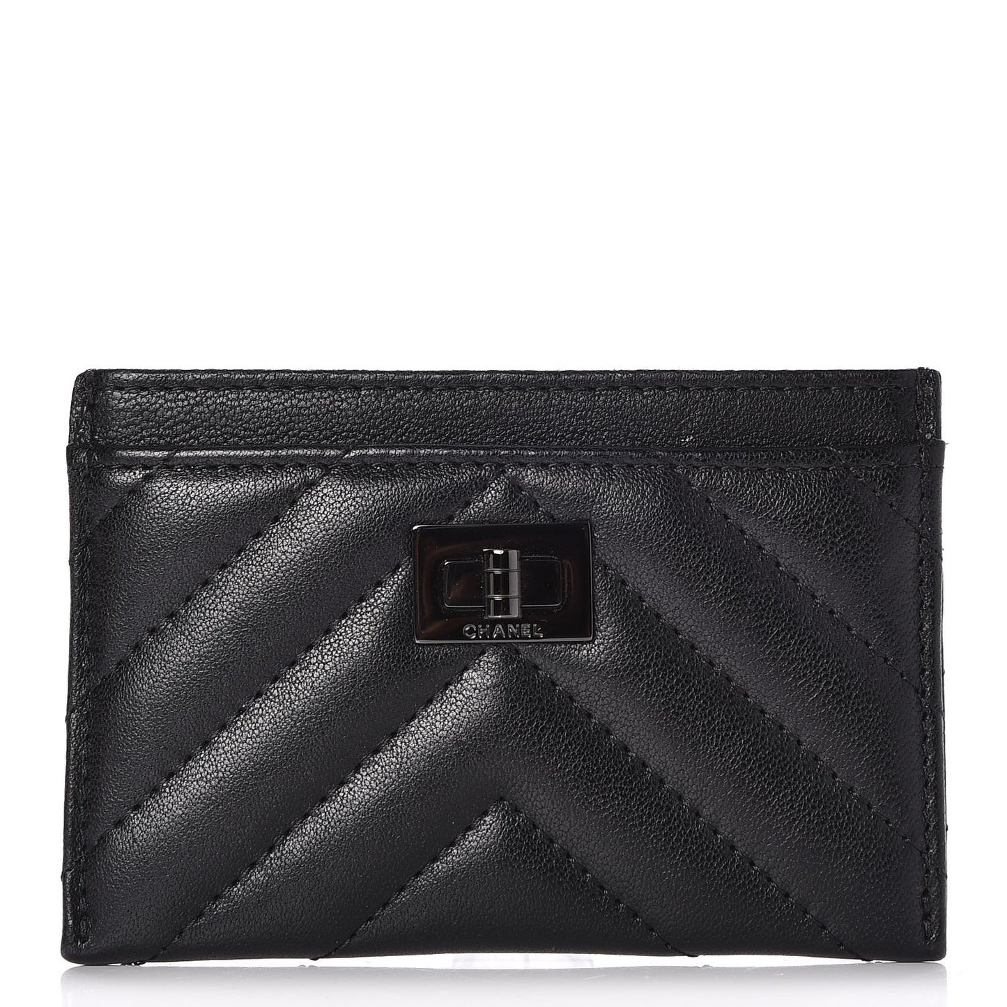Sheepskin Chevron Quilted Reissue Card Holder So Black