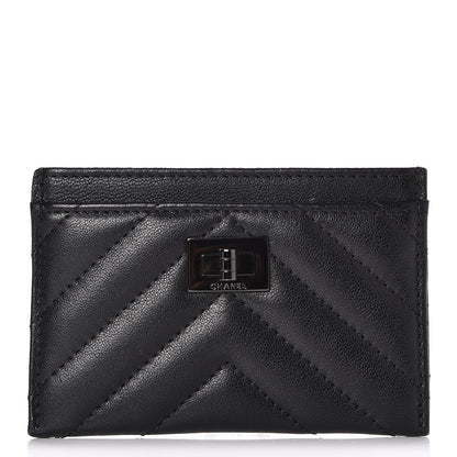 Chanel Sheepskin Chevron Quilted Reissue Card Holder So Black 1 of 9