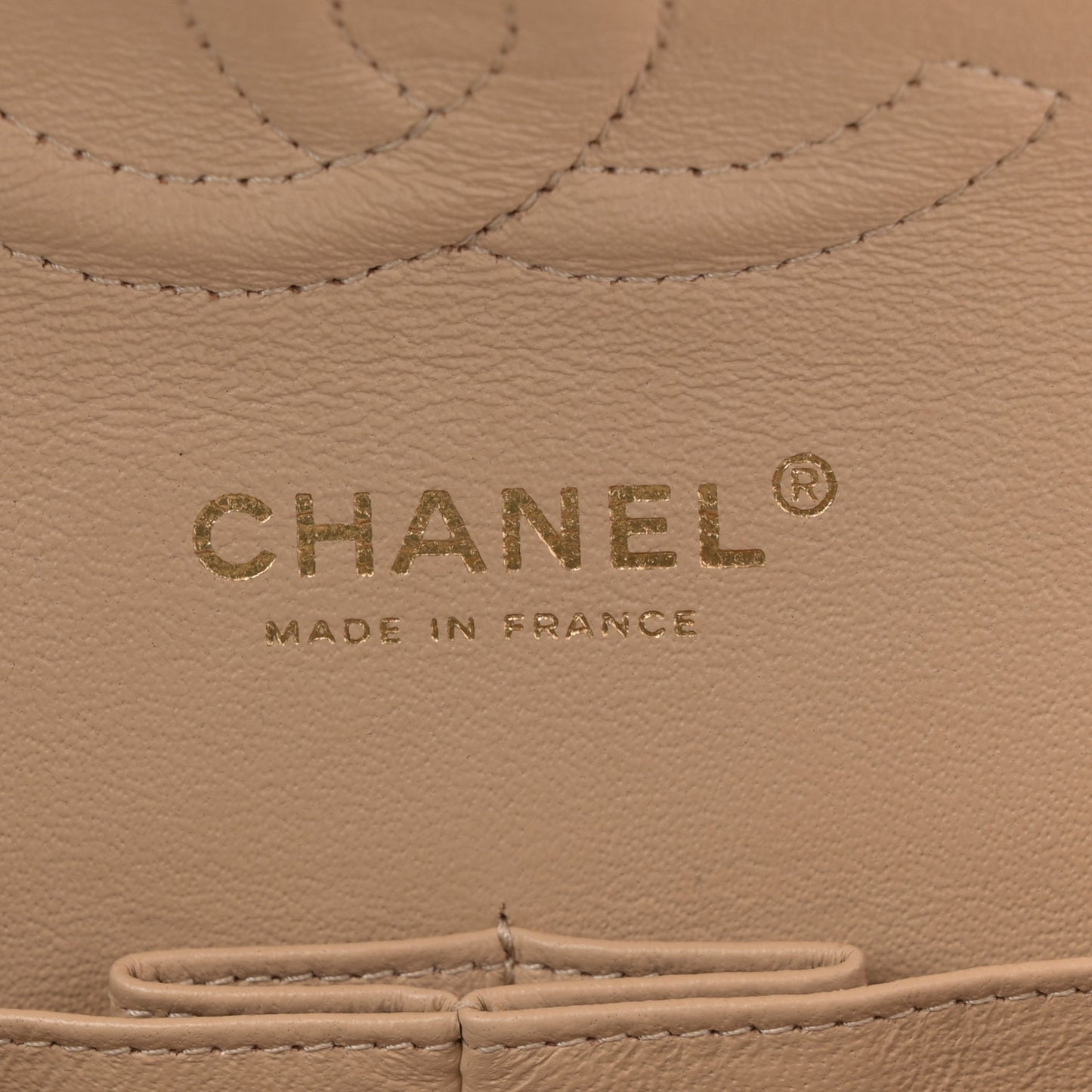 Caviar Quilted Medium Double Flap Beige