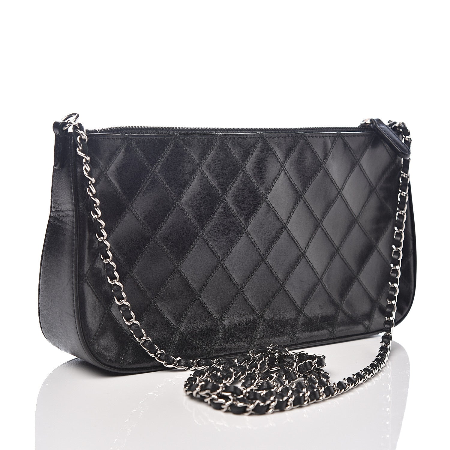 Chanel Lambskin Diamond Stitched Shoulder Bag Black 2 of 10