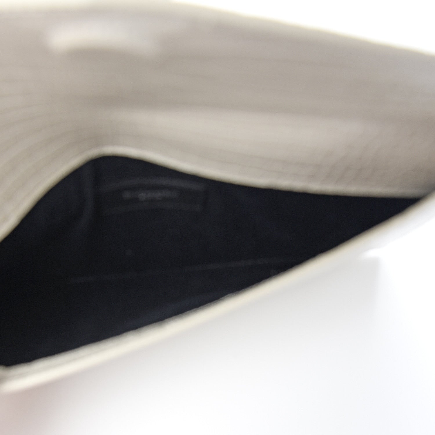 Saint Laurent Calfskin Crocodile Embossed Uptown Monogram Pouch Crema Soft 4 of 5