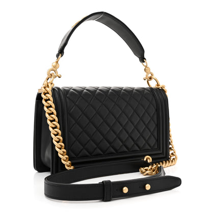 Chanel Calfskin Medium Boy Logo Top Handle Flap Black 3 of 12