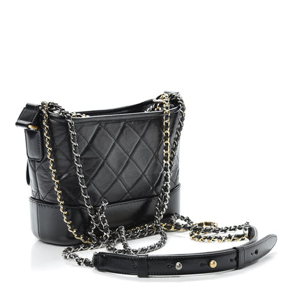 Chanel Aged Calfskin Quilted Small Gabrielle Hobo Black 3 of 11