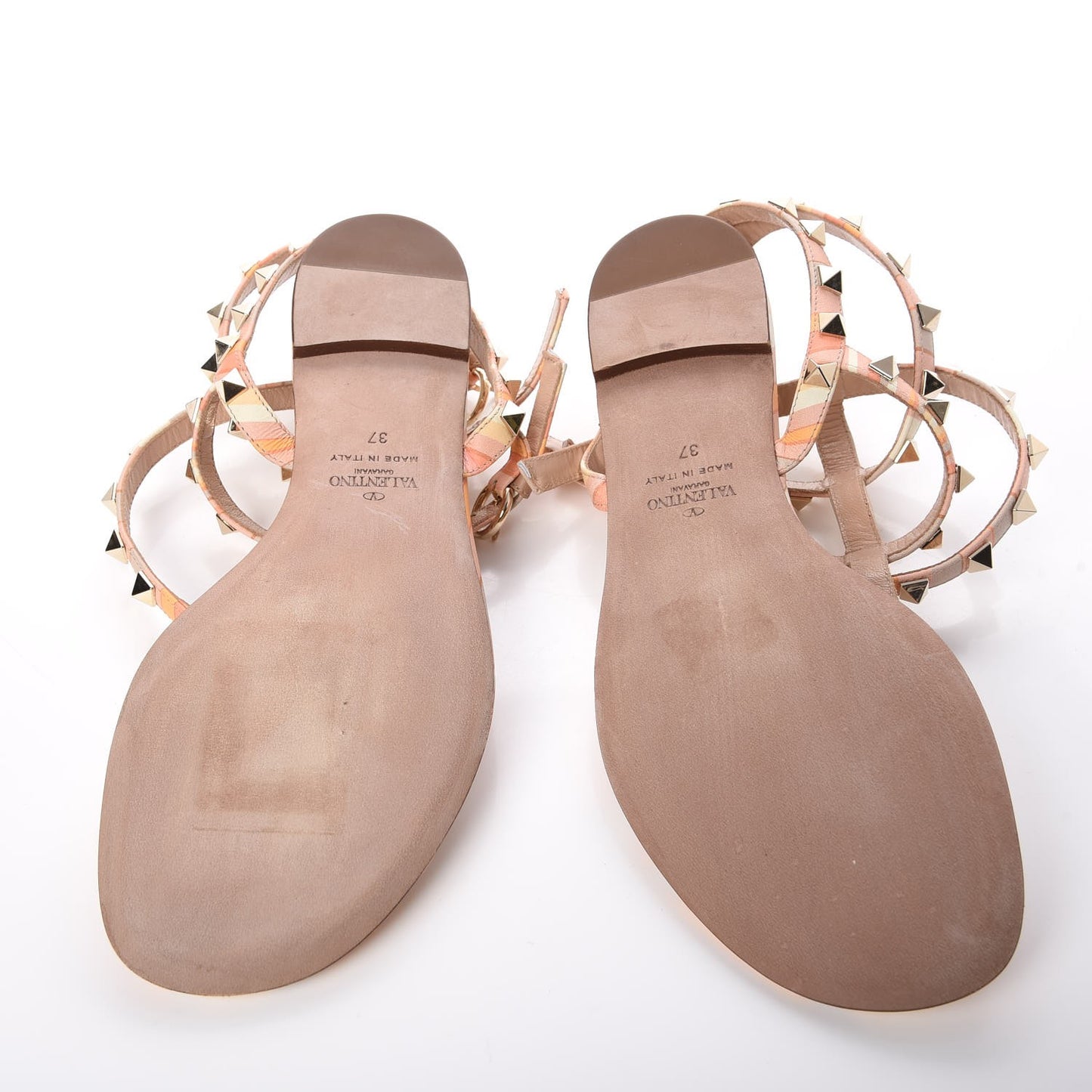 Calfskin Native Couture 1975 Rockstud Ankle Wrap Flat Thong Sandals 37 Mandarin Sorbet