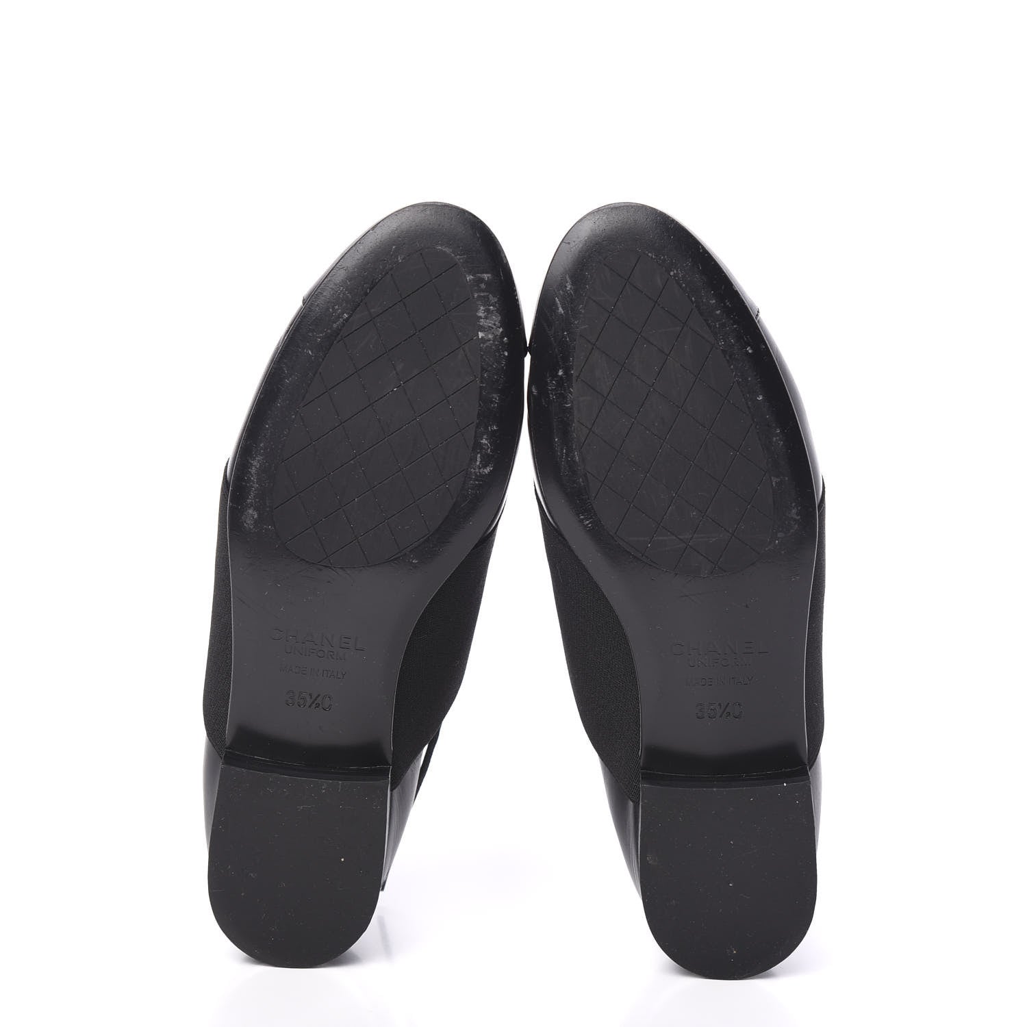 Chanel Calfskin Elastic Lace Up Cap Toe CC Loafers 35.5 Black 5 of 8