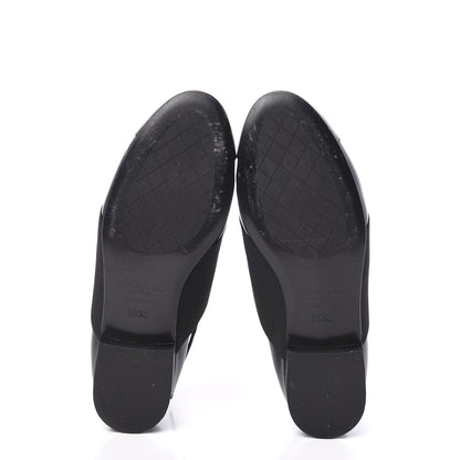 Chanel Calfskin Elastic Lace Up Cap Toe CC Loafers 35.5 Black 5 of 8