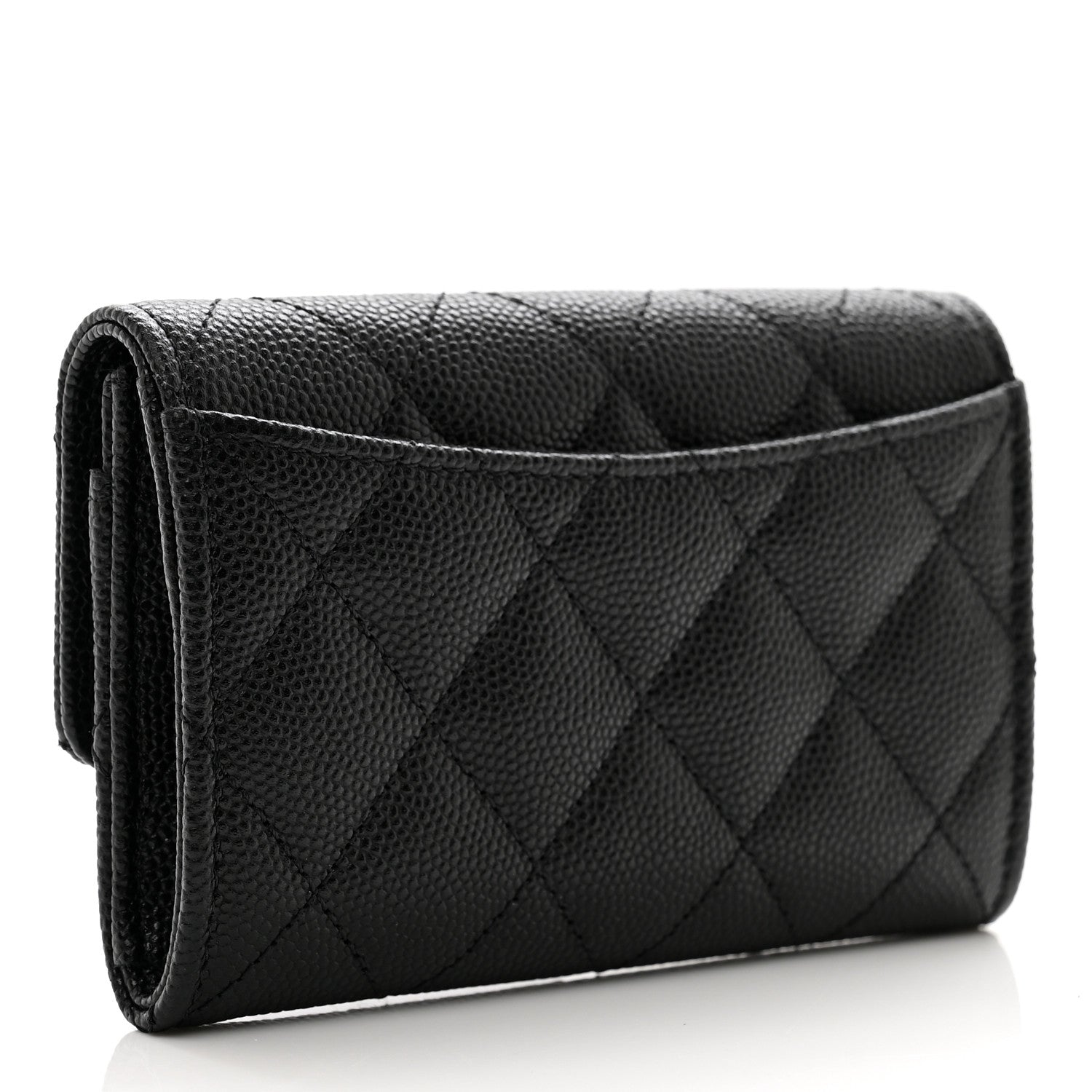 Chanel Caviar Quilted Enamel Coco Casino Flap Card Holder Wallet Black 3 of 9