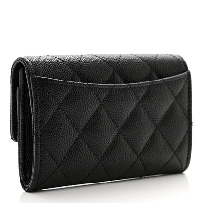 Chanel Caviar Quilted Enamel Coco Casino Flap Card Holder Wallet Black 3 of 9