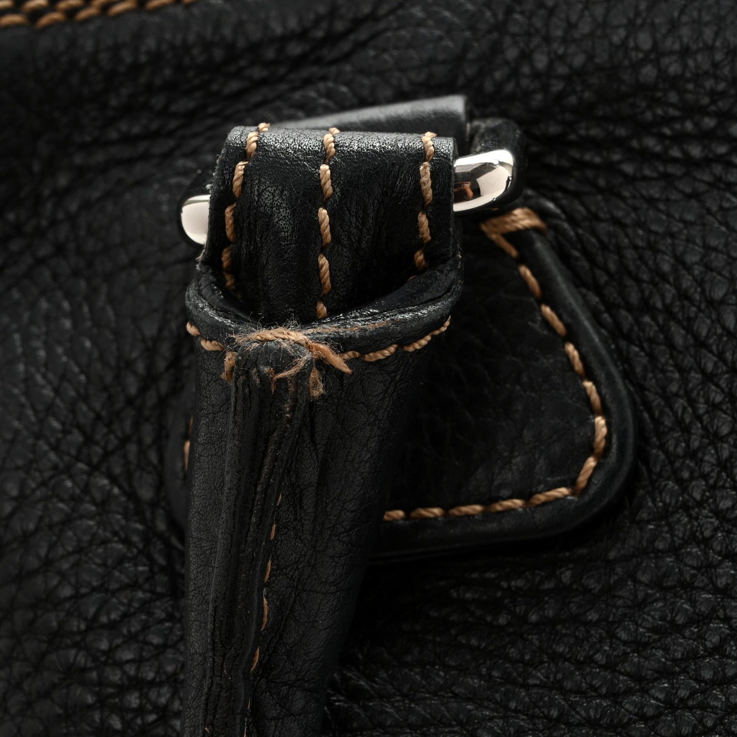 Calfskin Large Tassel Bowler Black