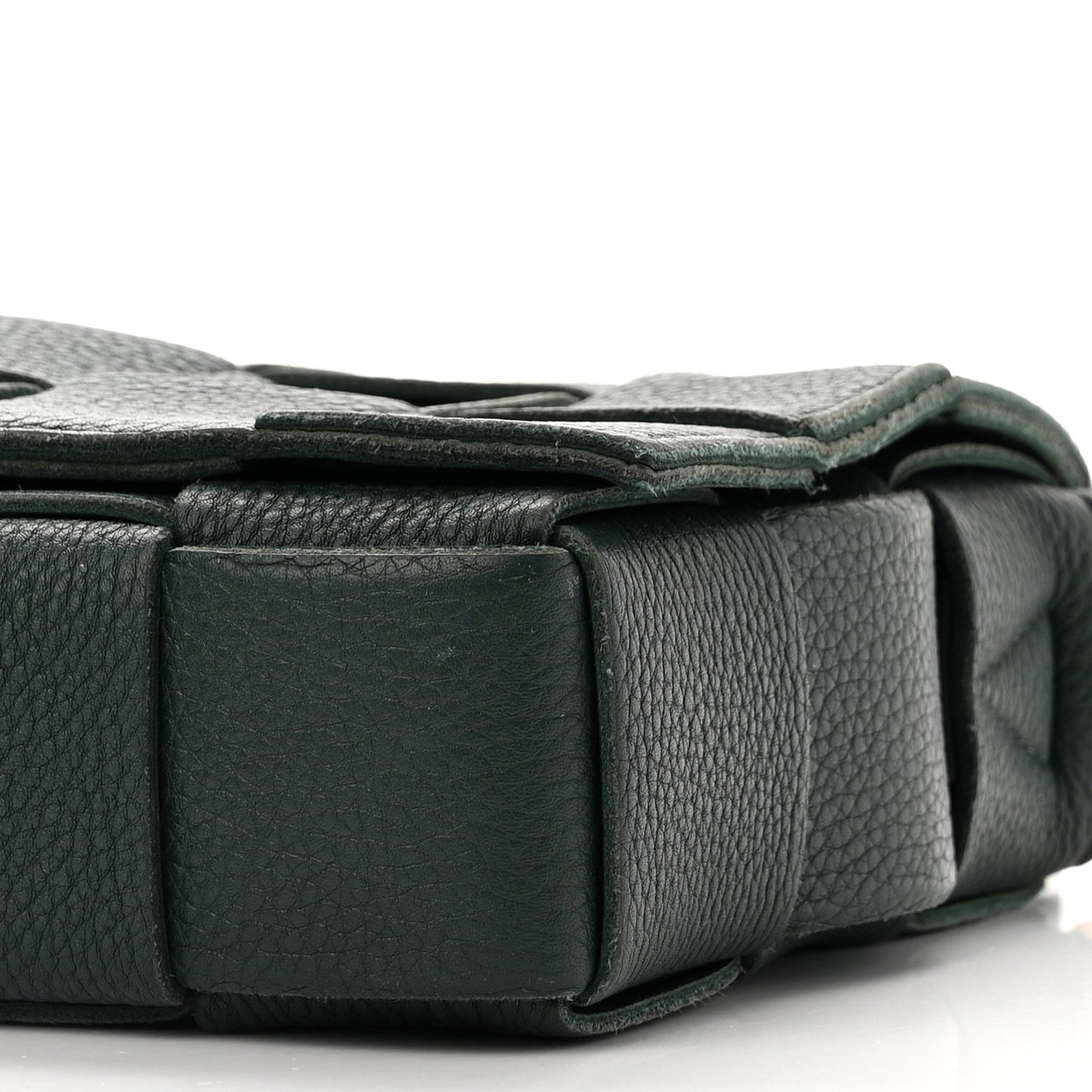 Grained Calfskin Maxi Intrecciato Cassette Crossbody Bag Raintree Green