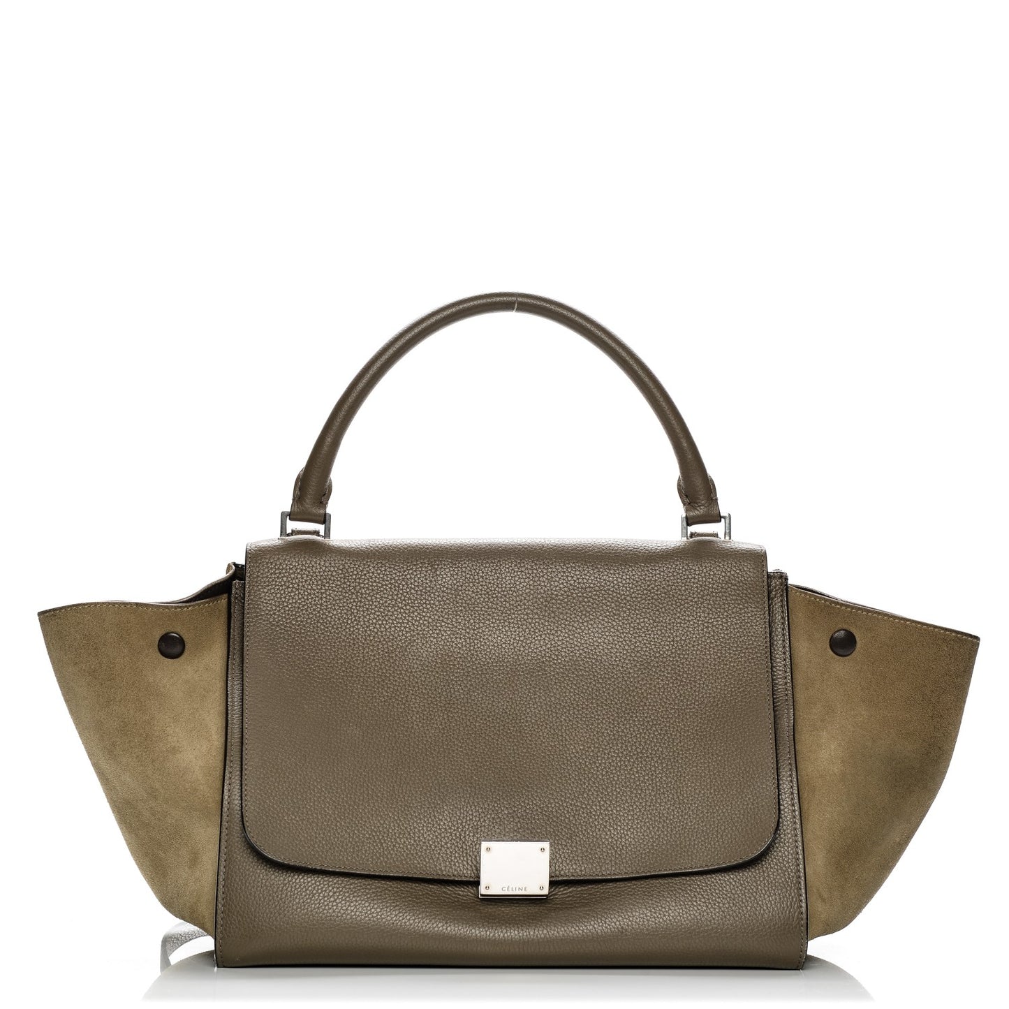 Drummed Calfskin Suede Medium Trapeze Taupe