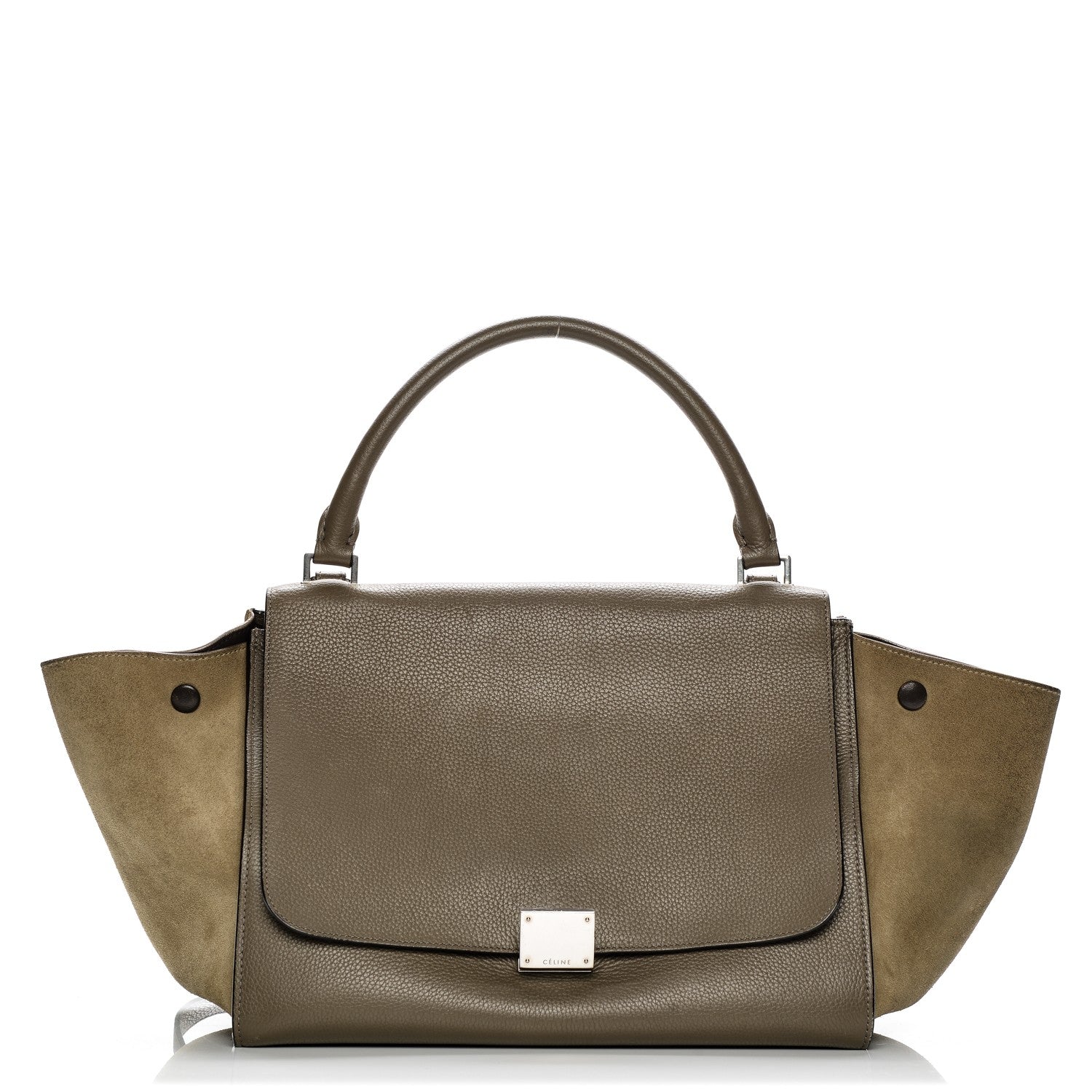 Celine Drummed Calfskin Suede Medium Trapeze Taupe 1 of 10