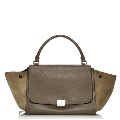 Celine Drummed Calfskin Suede Medium Trapeze Taupe 1 of 10