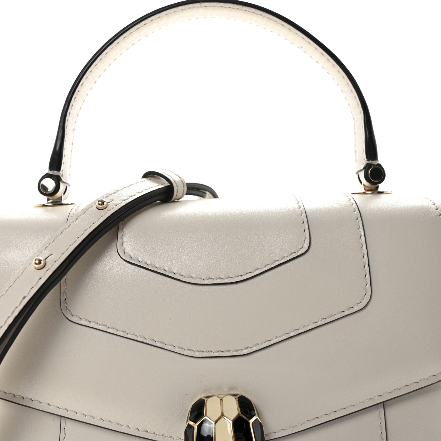 Bulgari Calfskin Serpenti Forever Top Handle White 7 of 9