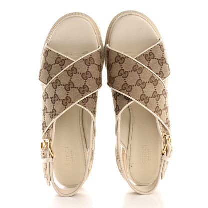 Gucci Monogram Granada Kid Trip 40/72mm Lug Sole Sandals 40.5 Beige Ebony Mystic White 2 of 13
