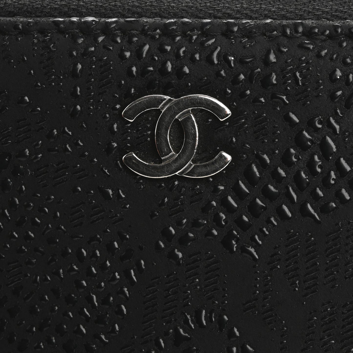 Calfskin Floral Embossed Zipped Coin Purse Black