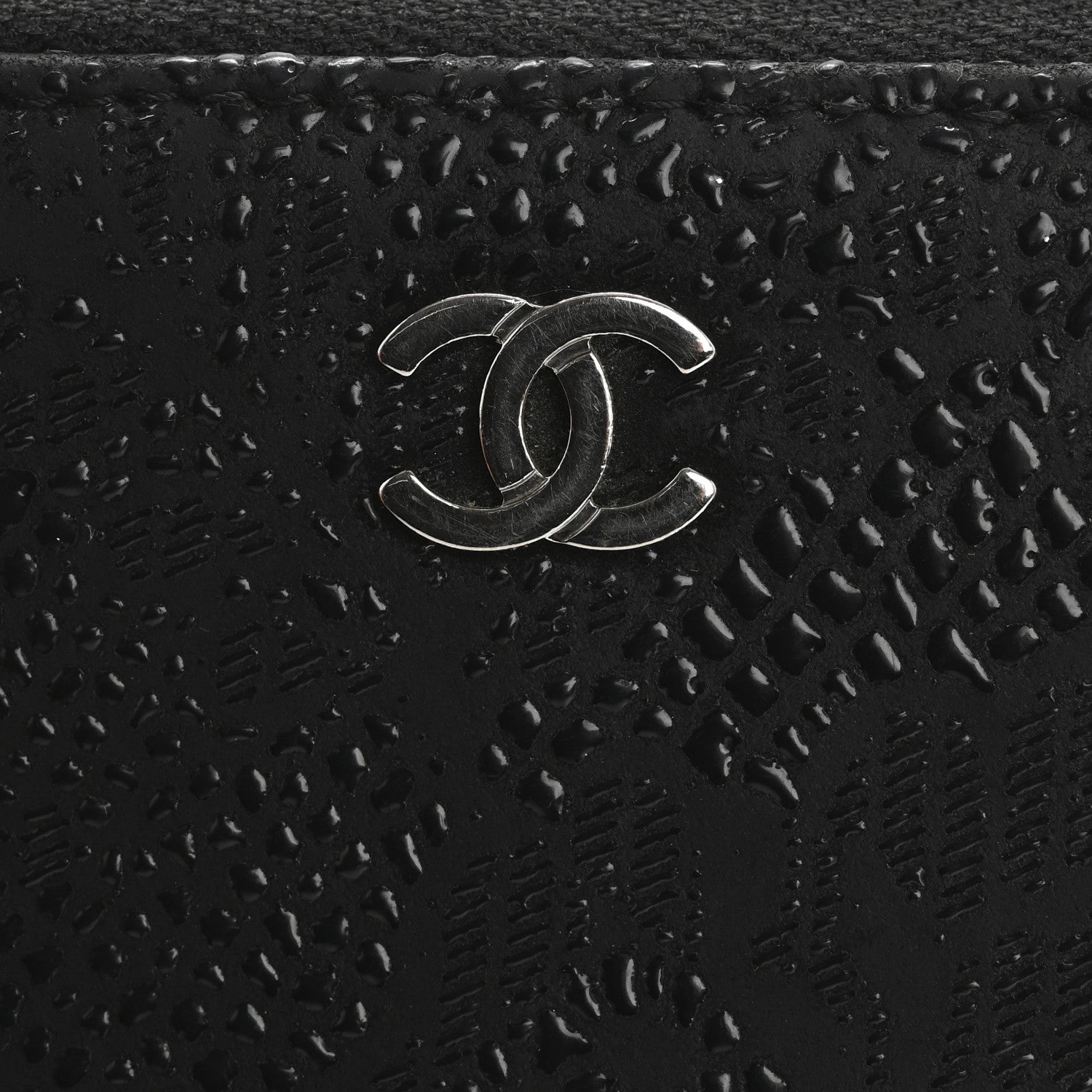 Chanel Calfskin Floral Embossed Zipped Coin Purse Black 9 of 13