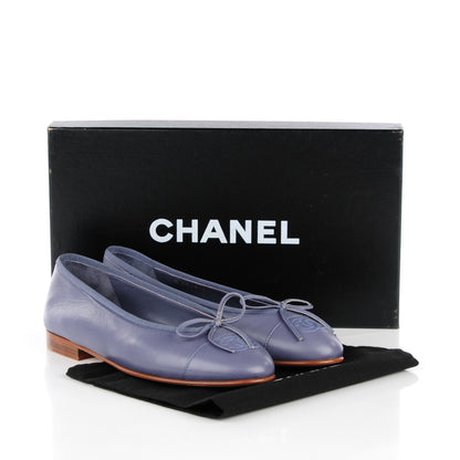 Chanel Lambskin CC Cap Toe Ballerina Flats 35 Purple 9 of 9
