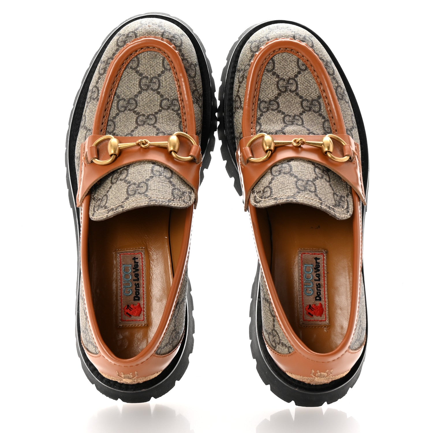 Gucci GG Supreme Monogram Cordovan Lux Womens Harald Horsebit 25mm Platform Loafers 39.5 Beige Ebony 2 of 10