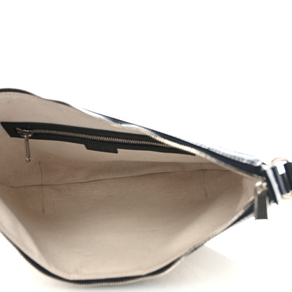 Gucci GG Supreme Monogram Textured Dollar Calfskin Web Small Ophidia Half Moon Hobo Beige Blue 5 of 10