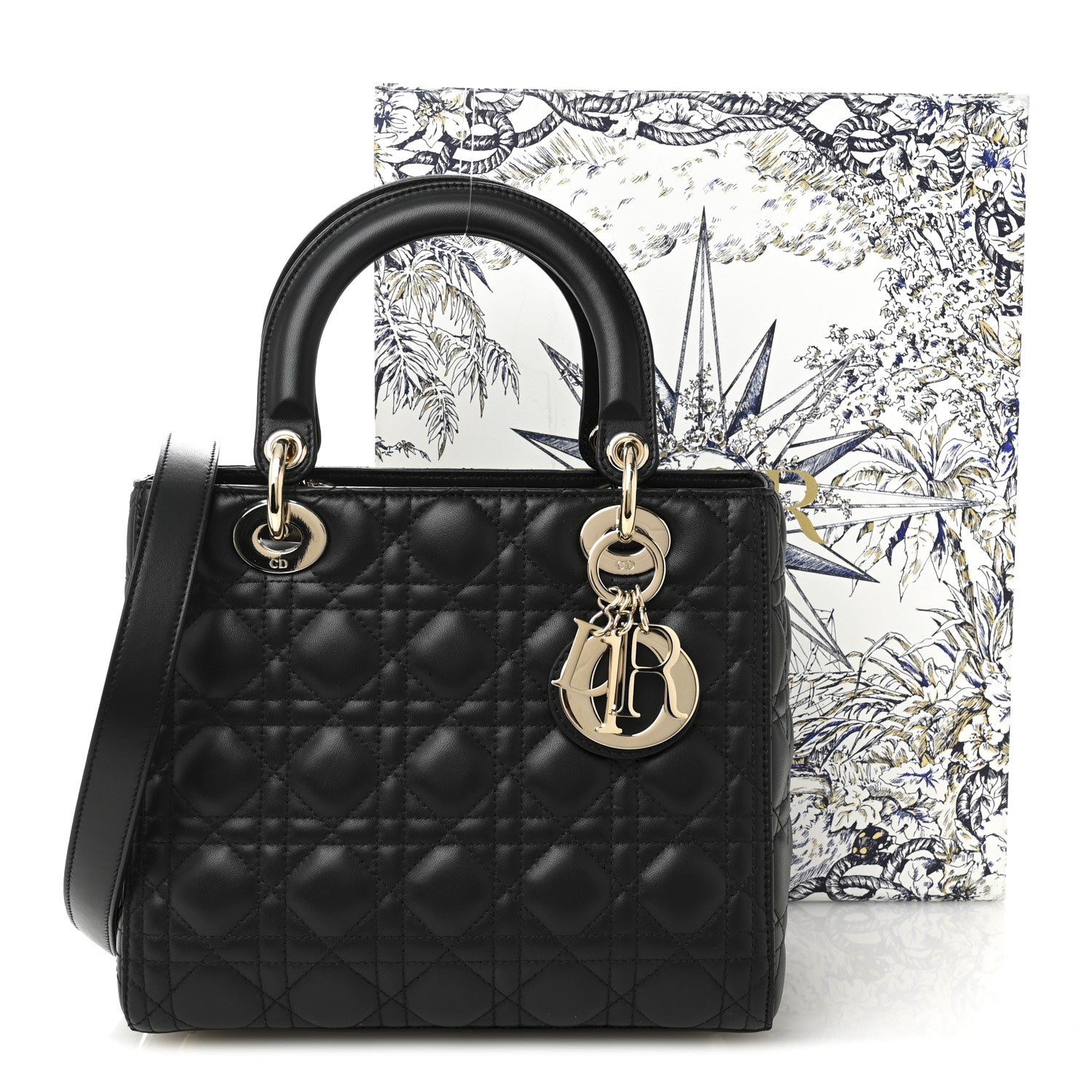 Christian Dior Lambskin Cannage Medium Lady Dior Black 20 of 21