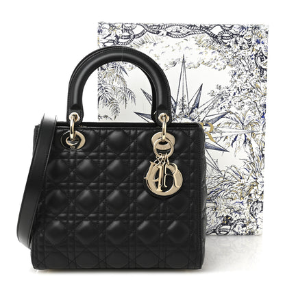 Christian Dior Lambskin Cannage Medium Lady Dior Black 20 of 21