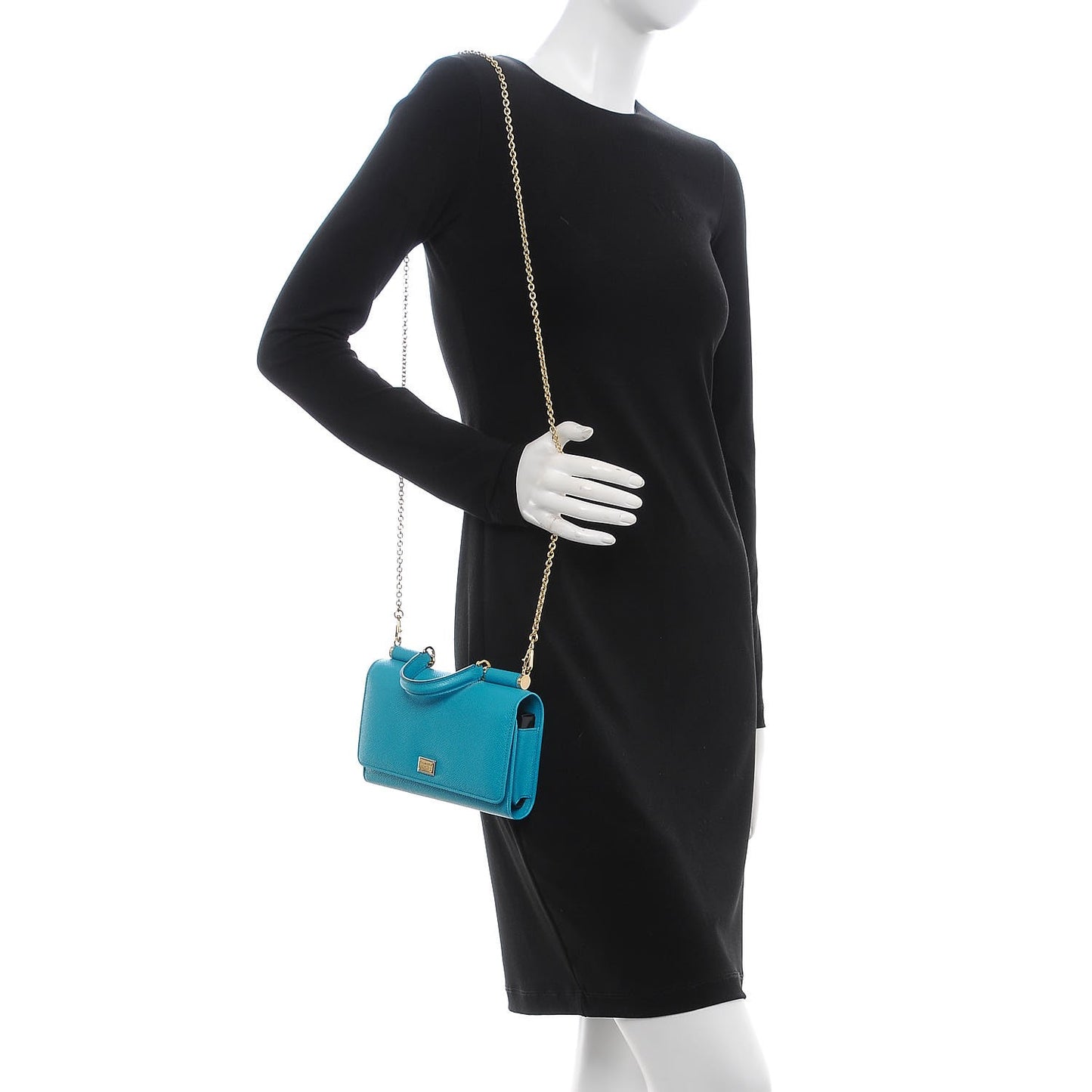 Dauphine Calfskin Miss Sicily Lipstick Crossbody Bag Azzurro