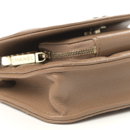 Chanel Caviar Quilted Business Affinity Clutch With Chain Flap Dark Beige 10 of 12