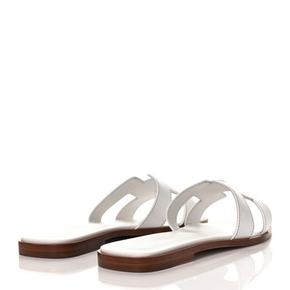 Hermes Box Calfskin Oran Sandals 39 White 4 of 9