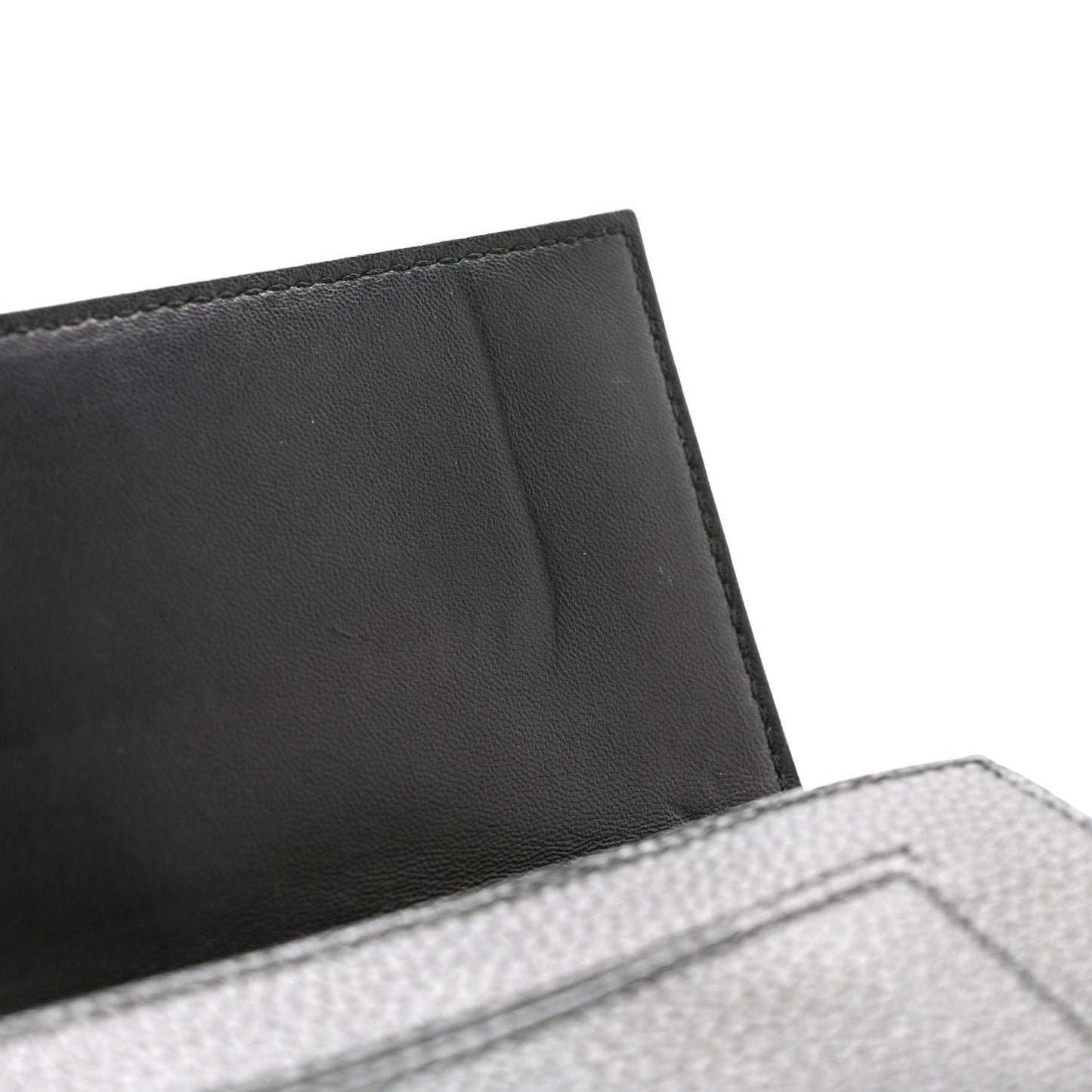 Pebbled Calfskin Skull Wallet on Chain Black