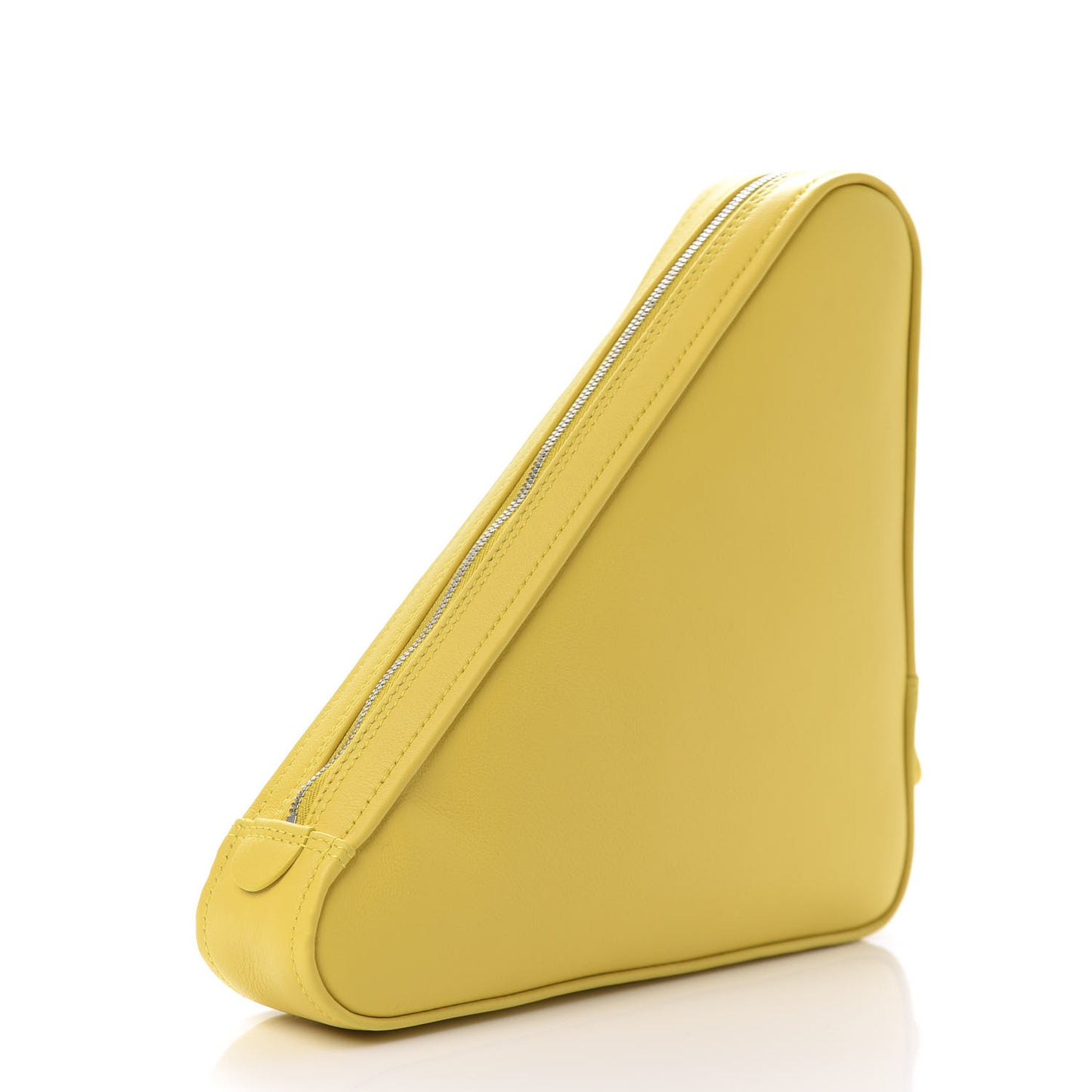 Shiny Day Calfskin Logo M Triangle Pouch Jaune Black