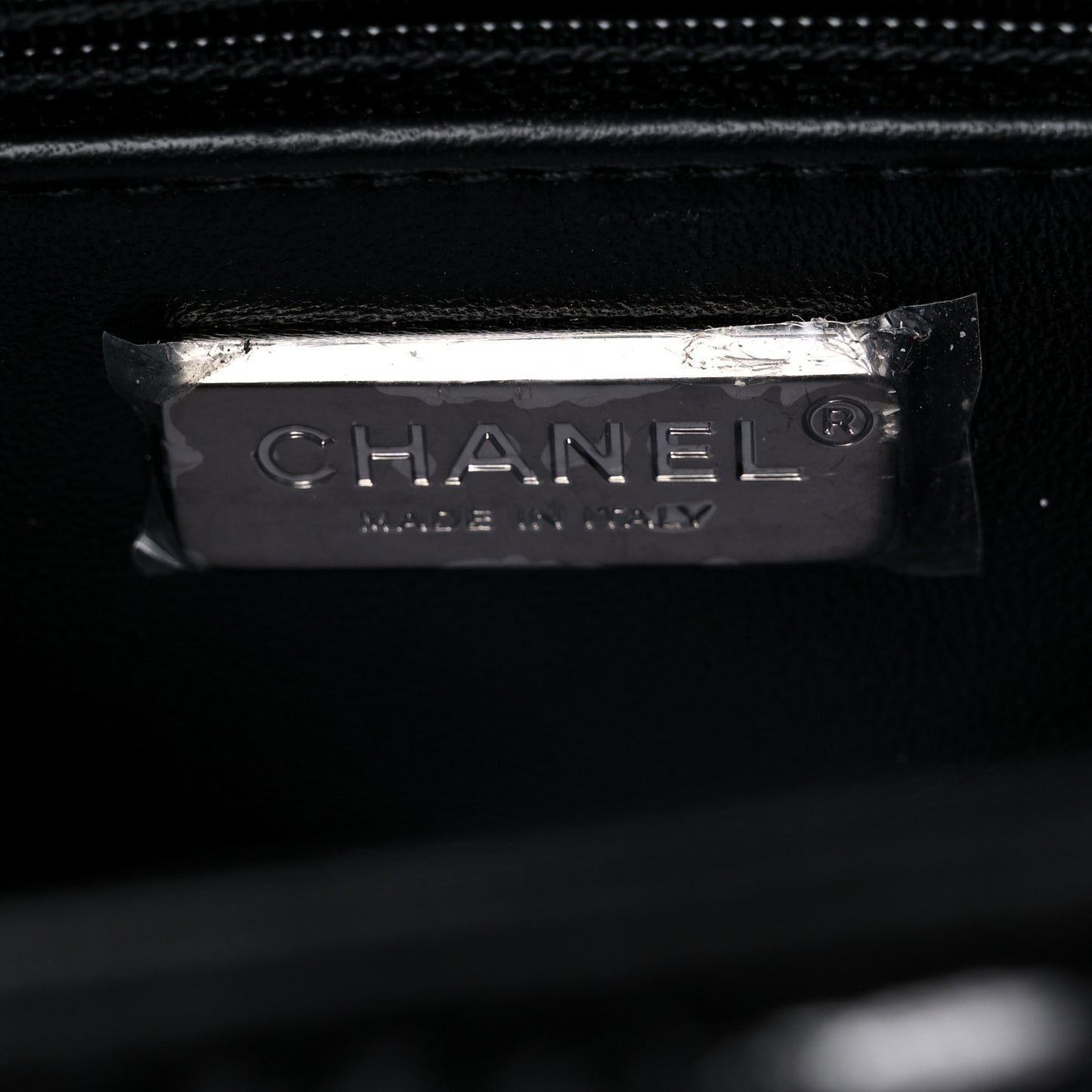 Sequin Lambskin Mini Flap Silver Black