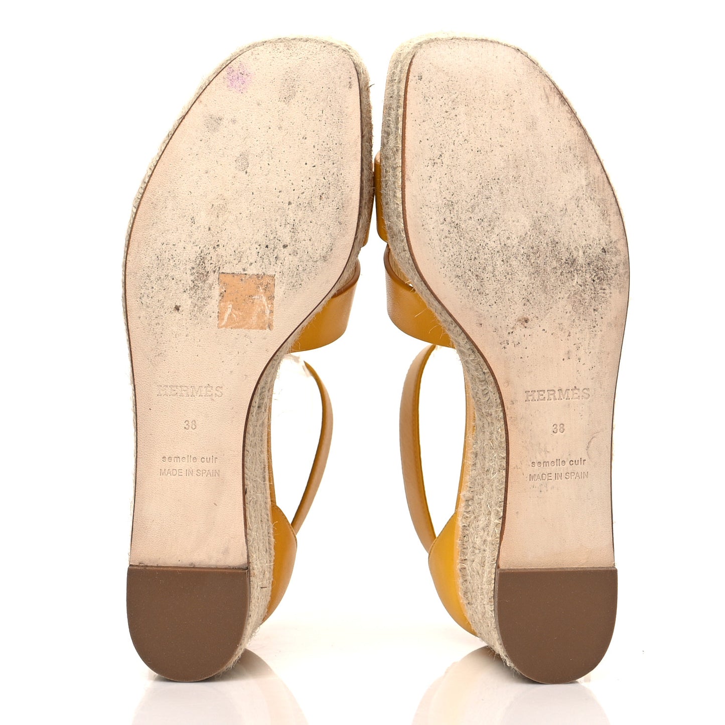 Goatskin Elda Espadrille Wedge Sandals 38 Jaune Sable