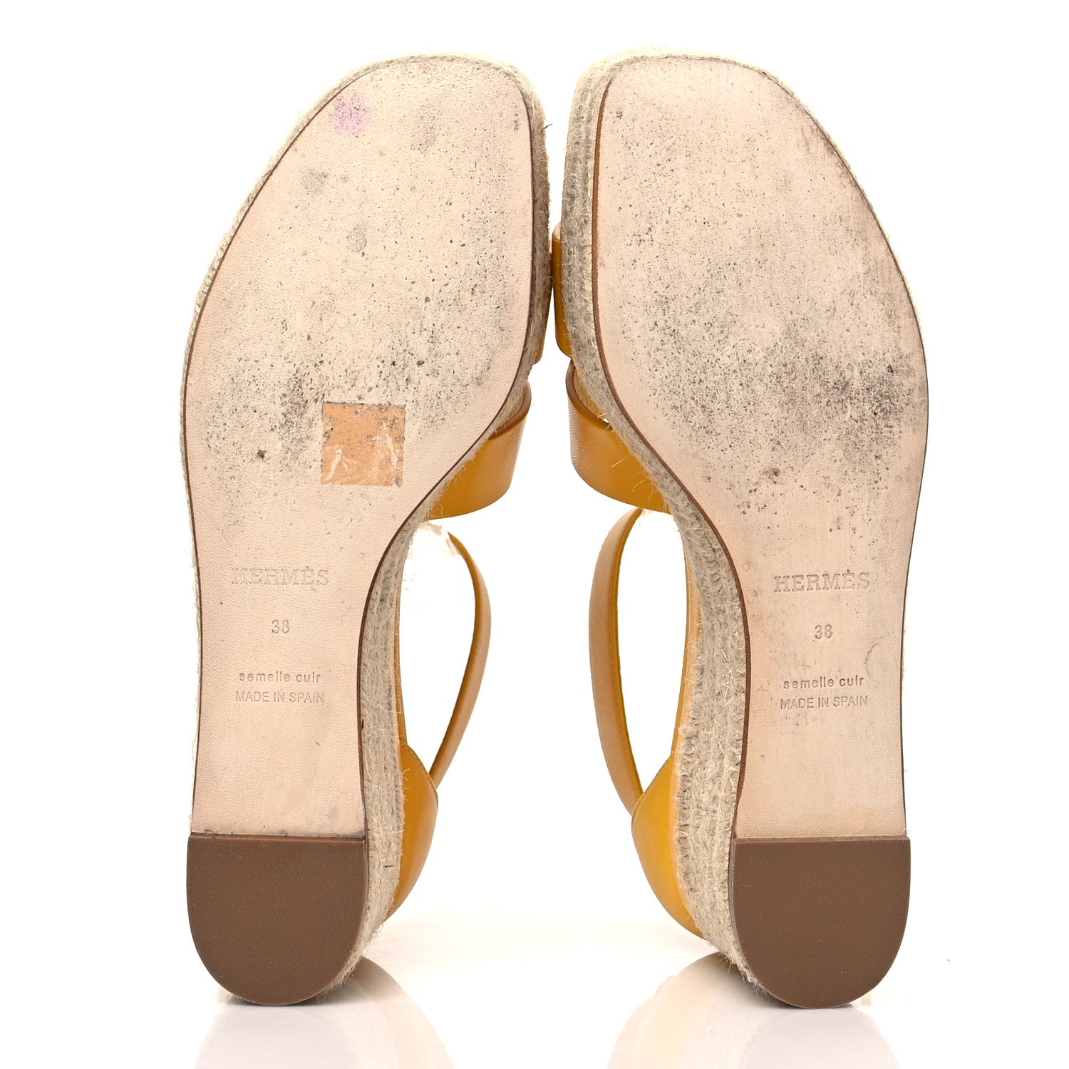 Hermes Goatskin Elda Espadrille Wedge Sandals 38 Jaune Sable 5 of 10