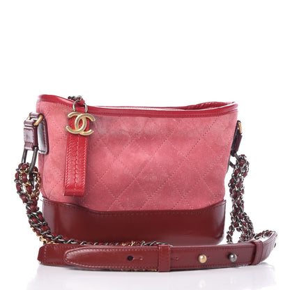 Chanel Suede Quilted Small Gabrielle Hobo Red 3 of 12