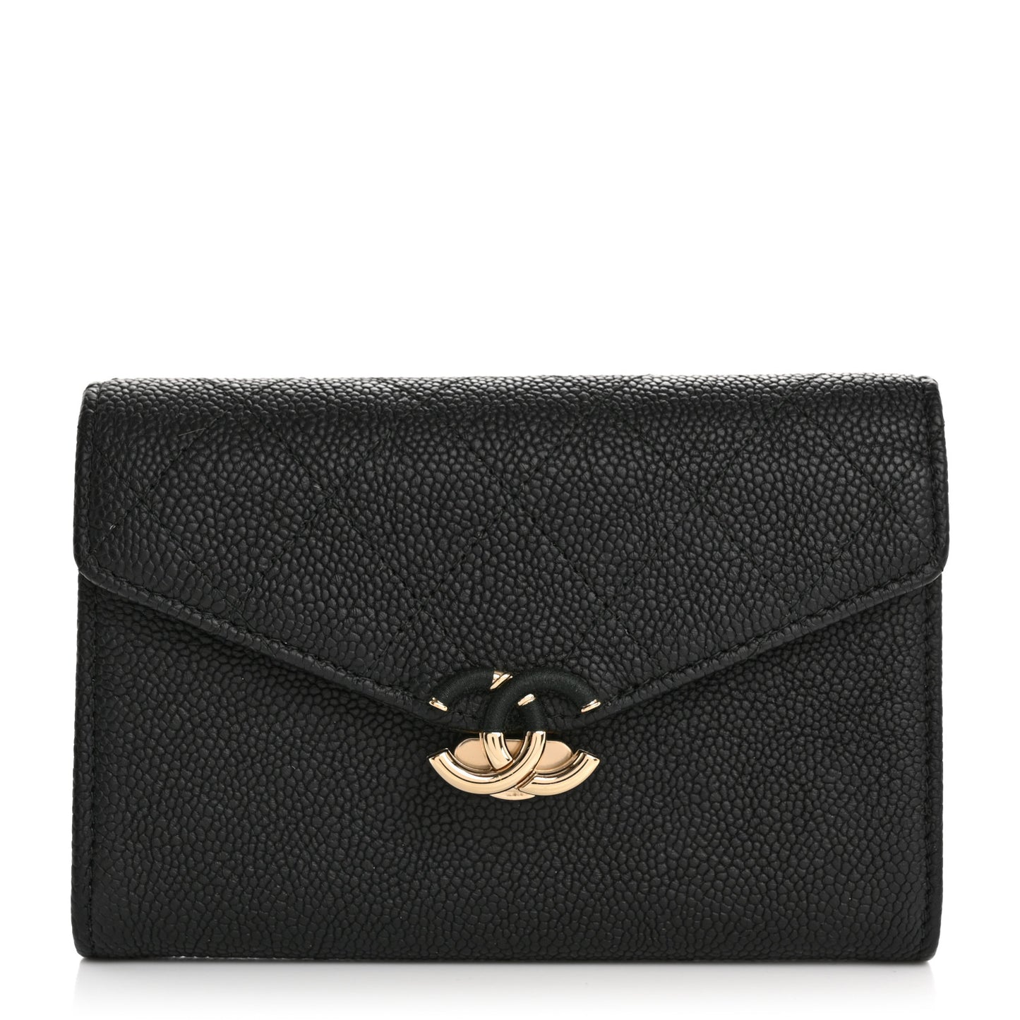 Caviar Quilted Medium CC Box Flap Wallet Black