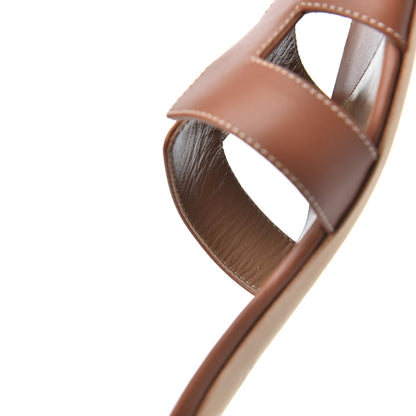 Hermes Calfskin Oasis Sandals 37.5 Gold 6 of 14