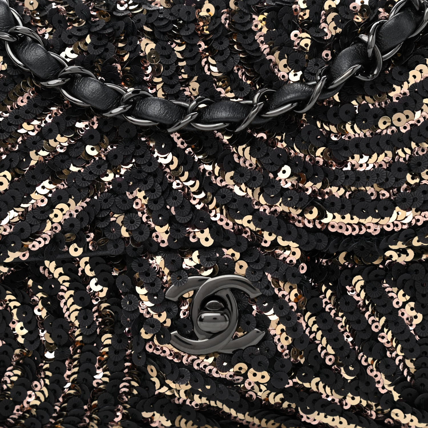 Chanel Sequin Mini Rectangular Flap Black Gold 8 of 10