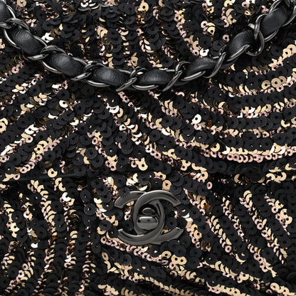 Chanel Sequin Mini Rectangular Flap Black Gold 8 of 10